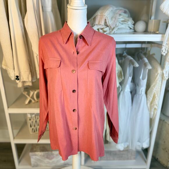 Erin London sz. Medium 100% silk pantsuit coastal,summer, demure 2-pc #3717, 18 - Picture 2 of 13